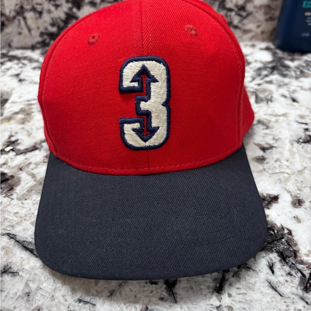 Pacifica Red and Black Kids Baseball Cap with Number 3 Patch